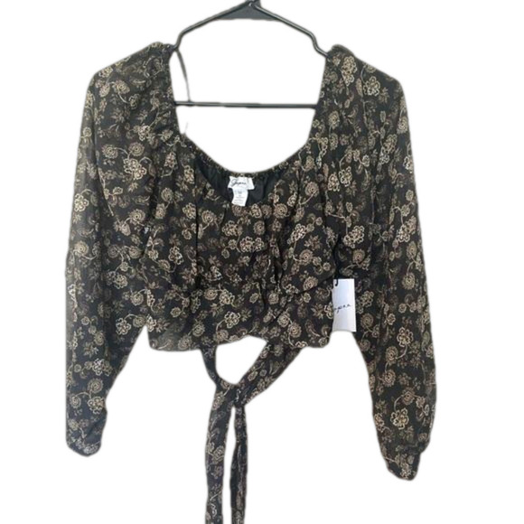 Japna Tops - Japna Wrap Around Crop Top with Floral Print